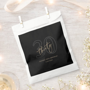 Modern Black Gold 30th Birthday Party Favour Bag