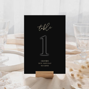 Modern Black Gold 30th Birthday Party Table Number