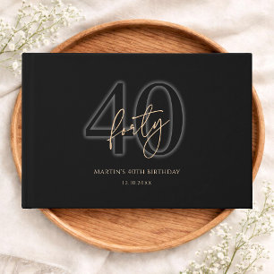 Modern Black Gold 40th Birthday Guest Book