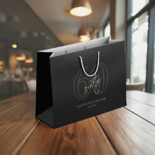 Modern Black Gold 60th Birthday Large Gift Bag