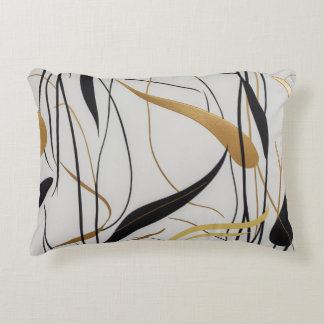 Modern Black & Gold Abstract Line  Accent Pillow