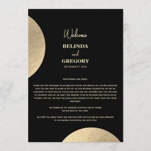 Modern Black & Gold Abstract Wedding Itinerary Program