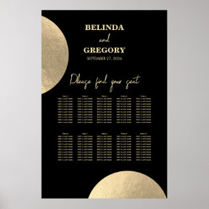 Modern Black & Gold Abstract Wedding Seating Chart