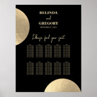 Modern Black & Gold Abstract Wedding Seating Chart