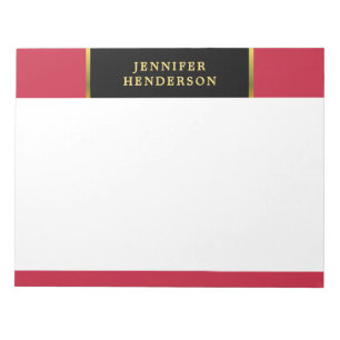 Modern black gold and cardinal red professional notepad