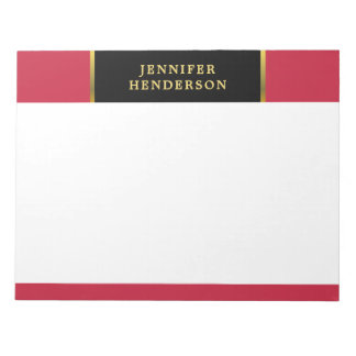 Modern black gold and cardinal red professional notepad