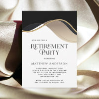 Modern Black, Gold and Tan Retirement Party