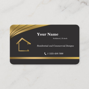 Modern Black Gold Architect Business Card