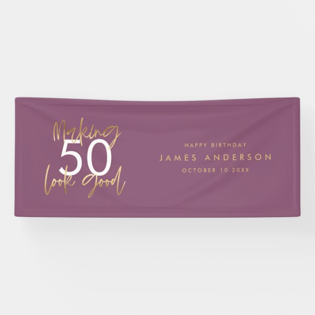 Modern black gold birthday simple elegant script b banner (Horizontal)