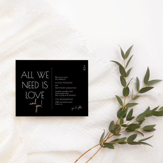 Modern Black + Gold Budget Wedding Invitation (Creator Uploaded)