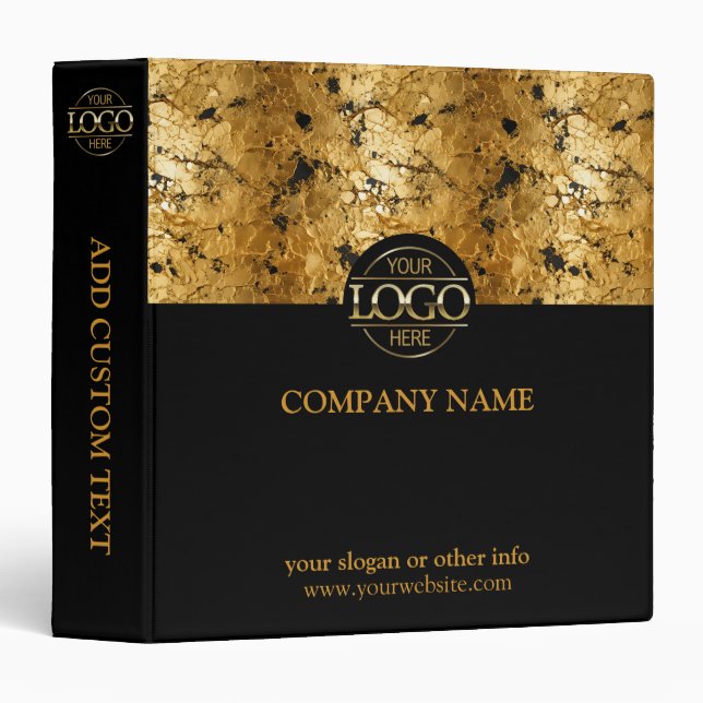 Modern Black Gold Business Logo Corporate Records  Binder (Front/Spine)