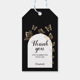 Modern Black Gold Butterflies Fabulous Birthday Gift Tags