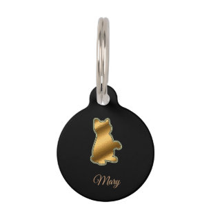 Modern Black Gold Cat Pet Tag