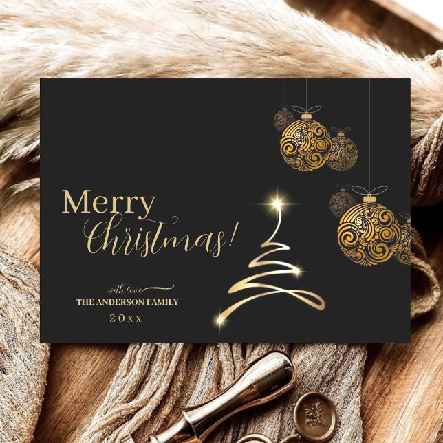 Modern Black Gold Christmas Holiday Card (Creator Uploaded)