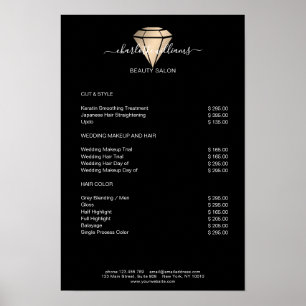 Modern Black Gold Diamond Price List Poster