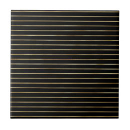 Modern Black Gold Double Lines Illustration Tile