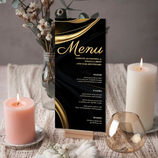 Modern Black Gold Editable Business Event Menu
