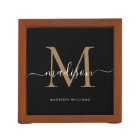 Modern Black Gold Elegant Monogram Script Name