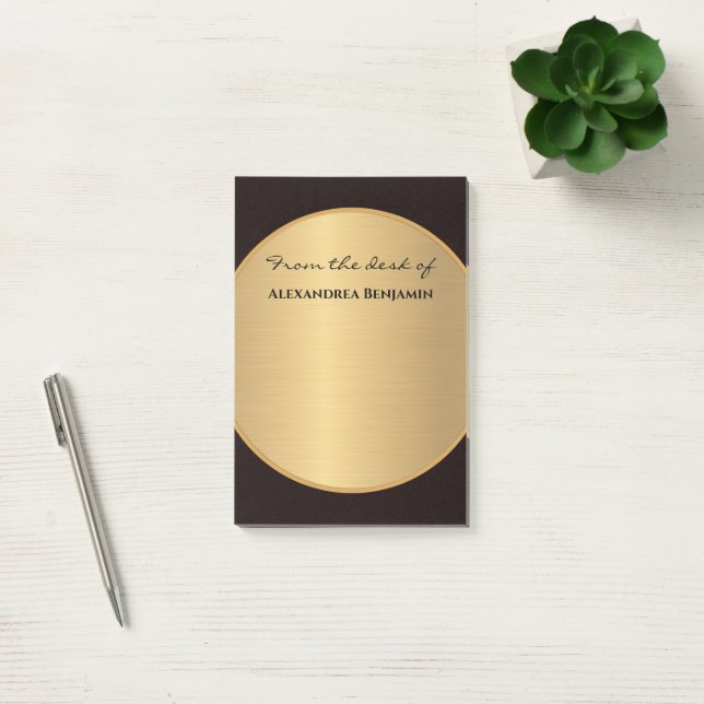Modern Black Gold Elegant Stylish Personalize   Post-it Notes (Office)