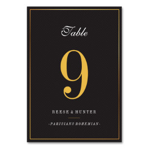 Modern Black Gold Elegant Wedding Table Numbers