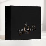 Modern Black Gold Feminine Script Monogrammed  Binder<br><div class="desc">Modern Black Gold Feminine Script Monogrammed binder. Easily personalize this modern elegant binder with your custom monogram and name.</div>