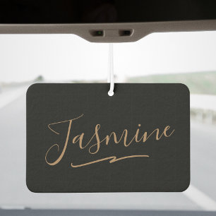 Modern Black Gold Feminine Script Name Air Freshener