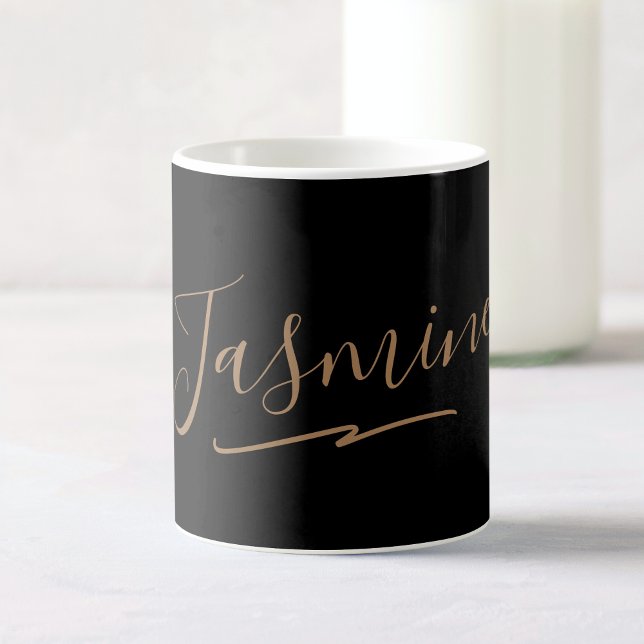 Modern Black Gold Feminine Script Name Coffee Mug (Creator Uploaded)
