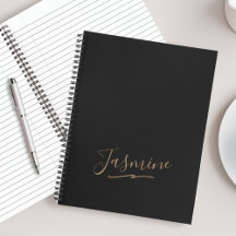 Modern Black Gold Feminine Script Name