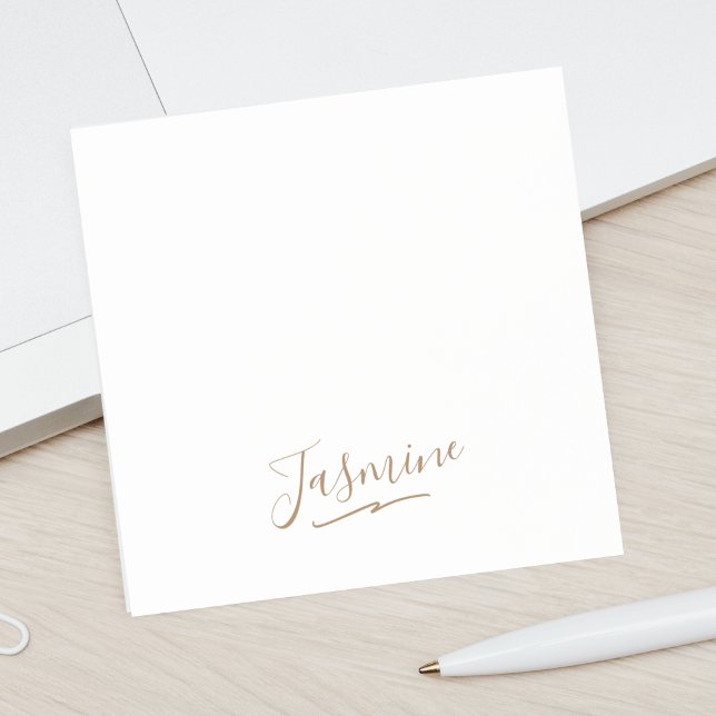 Modern Black Gold Feminine Script Name Post-it Notes (Creator Uploaded)