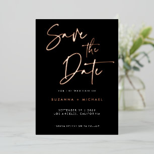 Modern Black Gold Foil Calligraphy Script Wedding