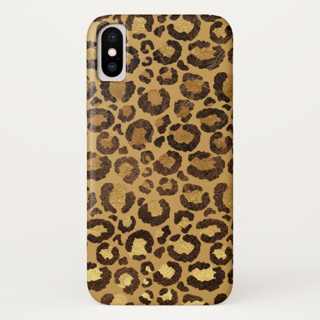 Modern Black Gold Foil Cheetah Animal Pattern Case-Mate iPhone Case (Back)