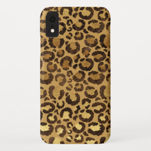 Modern Black Gold Foil Cheetah Animal Pattern iPhone XR Case