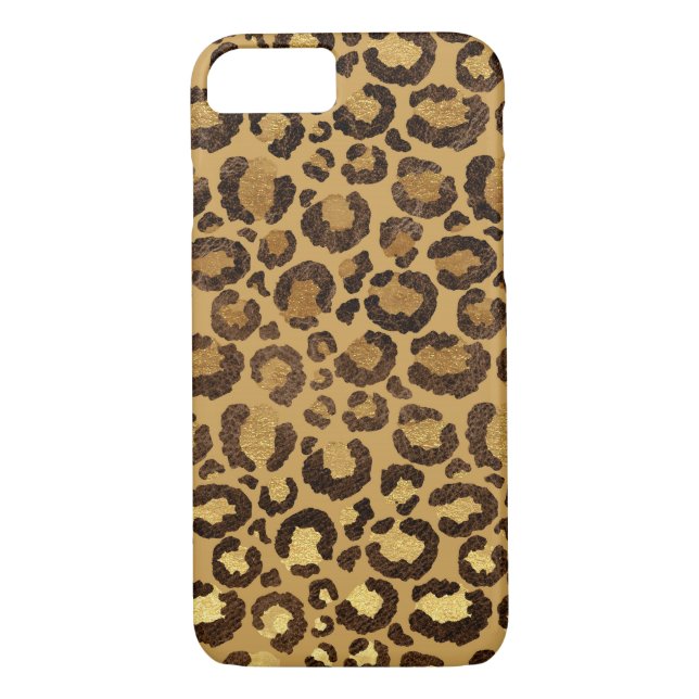 Modern Black Gold Foil Cheetah Animal Pattern Case-Mate iPhone Case (Back)