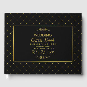 Modern Black & Gold Foil Effect Wedding Guest Book
