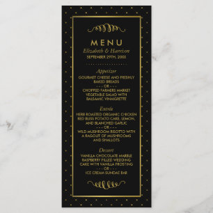 Modern Black & Gold Foil Effect Wedding Menu