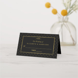 Modern Black & Gold Foil Effect Wedding Place Card
