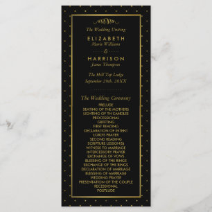 Modern Black & Gold Foil Effect Wedding Program