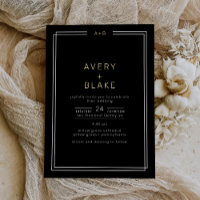 Modern Black Gold Foil Wedding Invitation / AVERY