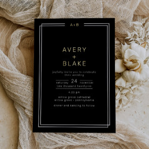 Modern Black Gold Foil Wedding Invitation / AVERY