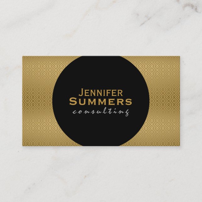 Modern Black & Gold Geometric Pattern 2d Business Card (Front)