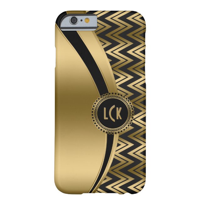Modern Black & Gold Geometric Zigzag Chevron 2a Case-Mate iPhone Case (Back)