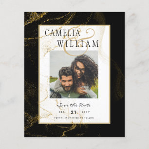 Modern Black Gold Glitter Wedding Flyer