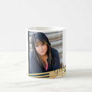 Modern Black & Gold Graduate Photo Coffee Mug