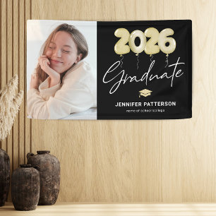 Modern Black Gold Graduation 2025 Photo Banner