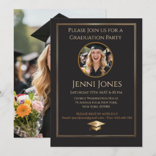 Modern Black & Gold Graduation Party Announcement