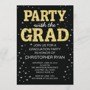 Modern Black Gold Graduation Party Invitation