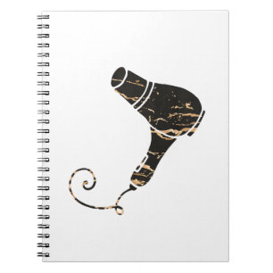 Modern Black & Gold Hair Dryer Art Notebook