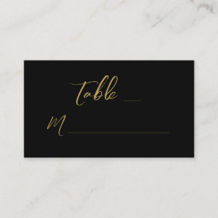 Modern Black Gold Hand Lettered Script Wedding Place Card