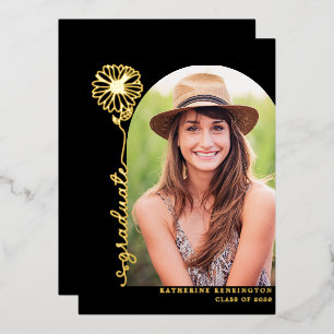Modern Black Gold Handwritten Photo Graduation