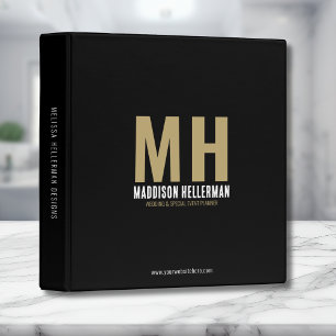 Modern Black Gold Initial Monogrammed Binder